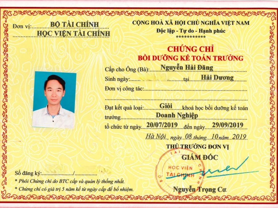 Chứng chỉ Bồi dưỡng Kế toán trưởng
